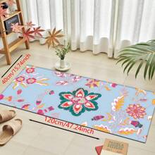 1 pieza, Decoración para el hogar, Alfombra, felpudo o tapete de cerámica de diatomita con patrón floral vintage impreso, antideslizante, rectangular con impresión 3D, apto para sala de estar, dormitorio, pasillo, baño, lavandería - Alfombras de poliéster, aptas para decoración de interiores y exteriores del hogar