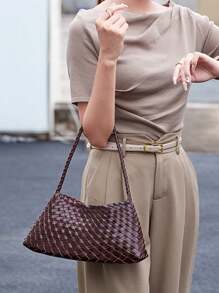 Handmade Woven Underarm/Shoulder Bag, 2025 New Versatile Casual Retro Vegetable Basket Handbag & Shoulder Bag