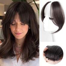 Synthetic False Bangs Hair Extensions Clip In Eight-Character Bangs Part French Natural Fake Fringe Hair Piece For Women Side Bangs Fake Hair