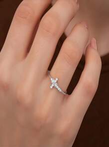 1pc Ladies' Cross Ring, Engagement Ring,Promise Ring, Do Not Change Color, Give Your Daughter Sisters Belief Baptism Jewelry
