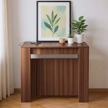 Advwin 118" Extendable Dining Table With Storage, Folding Multipurpose Table For 2-12 People, Modern Wooden Table For Meetings, Weddings, Office, Party - 棕色 - 查看 4