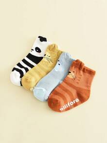 4 双防滑婴儿袜，婴儿船袜，适合男婴和女婴 - 彩色 - 查看 8