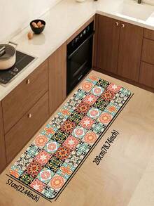 1/2片装硅胶厨房垫，高端田园风格撞色拼接图案，奢华时尚风格，缓冲防疲劳厨房地毯，厚度约3毫米，吸水性强，简约硅胶软橡胶垫，适用于厨房、浴室、玄关、洗衣房、书房、客厅等空间。 - 彩色 - 查看 19