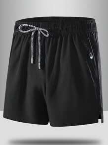 Pantalones cortos de verano casuales de unicolor con cordón en la cintura para hombres