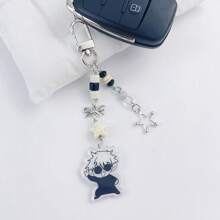 1pc Gojo Creative Star Phone Case Beaded Hanging Chain, Keychain Hanging Item Personalized Versatile Phone Chain, Car Hanging Fashion, Black And White Surrounding Fashion Creative Acrylic Beaded Phone Case Chain, Card Book Hanging Rope Camera Chain Valentine's Day Valentines School Cartoon