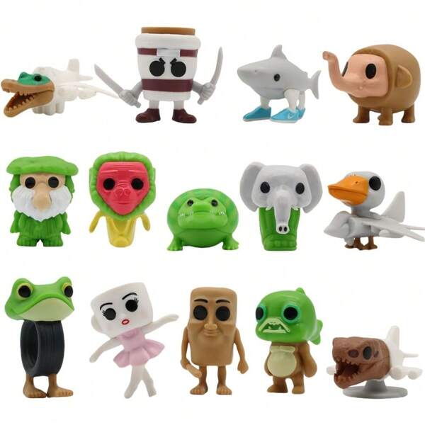Set de 8 a 14 figuras de acción de la serie "Brainrot" de estilo italiano, figuras coleccionables divertidas inspiradas en "Tung Tung Tung Sahur", "Tralalero Tralala", tiburón creativo, mono y talla grande juguetes para adultos