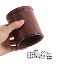Würfelbecher mit 5 Würfeln, leises PU-Leder, verdicktes Material, Würfelbecher Spieleset