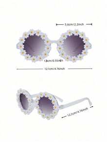 1 Pair Women's Daisy Flower Round Glasses,Cute Personalized Glasses,Fashion Decorative Eyewear,Party Glasses, For Party, Ball, Birthday, Hawaiian Beach Vacation Fashion Fashion Glasses