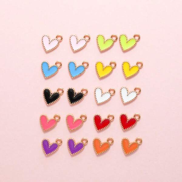20-50 قطعة قلب مطلي متعدد الألوان من سبيكة الزنك، إكسسوارات مجوهرات لعيد الحب DIY، مناسبة لاكسسوارات الشعر والمفاتيح وتعليقات الحقائب