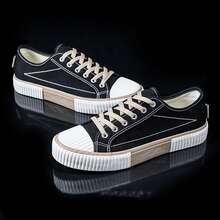 Women Shoes Retro Contrast Color Platform Lace Up Casual Everyday Comfort - 黑色 - 查看 6