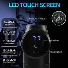 Massage Gun With 32 Adjustable Speed Levels 8 Interchangeable Massage Heads LCD Touch Screen Portable Design - Black - View 3
