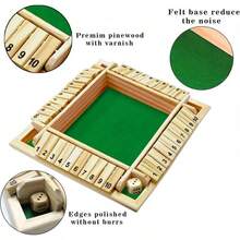 Shut The Box Dice Board Game (2-4 Players) For Kids & Adults, 4 Sided Large Wooden Board Game, 8 Dice +Shut-The-Box Rules Smart Game For Leaming Addition - 1 - Xem 5