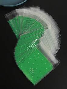 100个10x10厘米绿色圆点自封包装袋，糖果袋礼品袋，清新圆点图案 - 綠色 - 查看 2