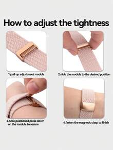 升级款磁吸编织弹力表带，带磁吸表扣，兼容 表带 38mm 40mm 41mm 42mm 44mm 45mm 46mm 49mm 男女款，柔软尼龙运动单圈表带，兼容 Series 11 10 9 8 7 6 5 4 3 Ultra 3 2 1 SE - 升級磁吸扣-粉砂 - 查看 11