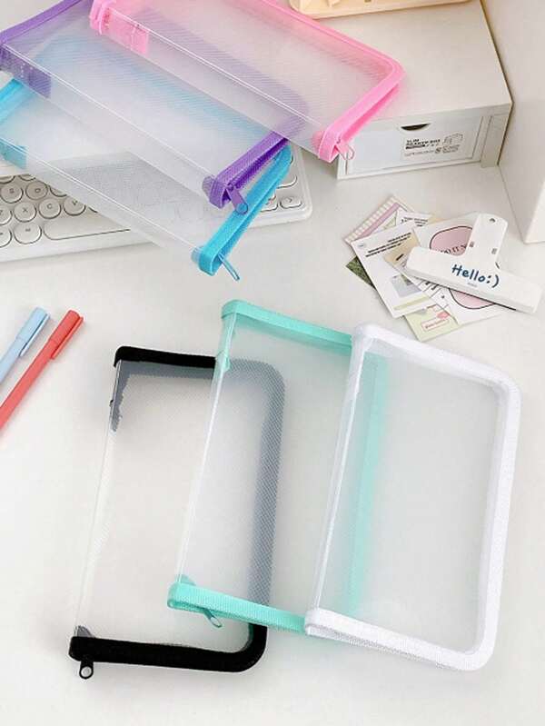 A6 transparant opbergalbum, diagonaal gestreepte transparante opbergzakken, geschikt voor plannerstickers, kaartenverzameling, notities, stickers, opbergen van ID-kaarten, schoolbenodigdheden