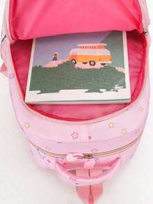 新款尼龙卡通可爱儿童反光条背包，女童尼龙书包 - 粉色 - 查看 4