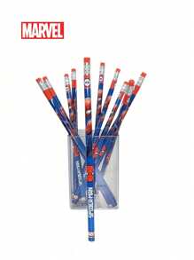 Marvel 12Pcs Marvel Officially Licensed Spider-Man Cartoon Character Pencil Set Anti-Break Core With Eraser Head Cute Cartoon High-Value Drawing Exam Stationery Supplies School Supplies Gifts For Friends And Family