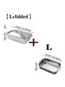 MiLaiWP Extra Large Plaque de Cuisson en Acier Inoxydable Robuste - Plat de Cuisson Rectangulaire Épais et Anti-Adhésif pour Desserts, Pains et Fruits de Mer - Idéal pour le Grill, les Buffets et les Repas de Fête, Compatible avec Four Portable avec ou sans Couvercle, Convient pour Rôtir, Cuire du Poisson et des Légumes, Lavable au Lave-Vaisselle (Poignées, 41 x 8 x 24 cm)