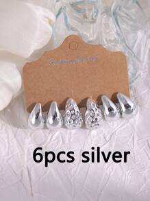 6pcs/Set Colorful Teardrop Earrings Set, Suitable For Women's Daily Wear, Great Gift For Mom Or Best Friend