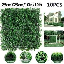 1/4/10 piezas Paneles de pared de hierba artificial Boj verde follaje Telón de fondo de pared vegetal Seto artificial Planta espesa protegida contra los rayos UV Pantalla de privacidad para decoración de jardín interior y exterior