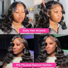 250% Density 13x4 Funmi Curly Lace Front Wigs Human Hair 250% Density Loose Body Wave Human Hair Pre Plucked With Baby Hair Curly Short Wigs For Women  HD Lace Wig Loose Wavy 14 Inch - Natural Black - 查看 8