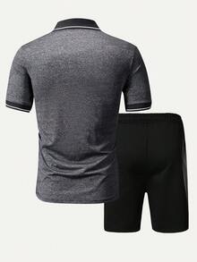 Summer Men 2pcs Set: Short Sleeve Polo Shirt + Shorts, Cartoon Sailboat Print, Breathable & Comfortable, Suitable For Beach, Vacation, Daily, Camping, Cycling, Outdoor Sports & Casual Wear, A Great Gift For Boyfriend