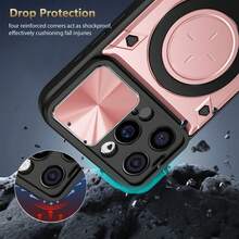 磁性 + 支架全新军用级手机壳，带 360° 旋转指环支架，防震手机壳，兼容 11/12/13/14/15/16 Pro Max、S25U/S22/23/24+、A04/A05/A14/A15/A24/A25/A34/A54S、Coolpad、OPPO、VIVO、Redmi Note 13C+、HONOR X7/X8/X9、OPPO/VIVO 型号，采用 TPU 材料制成，防水防摔防刮 - 玫瑰金 - 查看 3