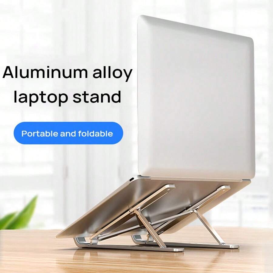 Lenovo Soporte para portátil ZJA2 de aleación de aluminio con elevación de 6 niveles y base de refrigeración ergonómica plegable y portátil para MacBook/computadora de oficina de 13 a 16 pulgadas, universal - Plateado - Ver 1