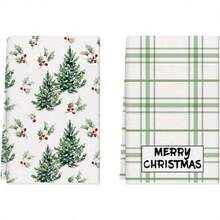 2pcs Christmas Themed Towels, Designed With Christmas Tree And Snowflake Pattern Printed Towels, Machine Washable, Heat-Resistant, Absorbent And Reusable, Suitable For Room Decoration, Kitchen And Bathroom Towels, Party Decoration, Home Decoration, Making It An Ideal Holiday Gift For Christmas. - Multicolor - View 21