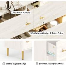 Fumei 6 Drawers Dresser For Bedroom, 47.2" Wide White Dresser Wood Rustic Chest Of Drawers With Large Drawers & Bar Handles,Natural Texture,Drawer Organizer For Living Room,Hallway And Entryway - 15.6 英吋深 x 47.2 英吋寬 x 33.5 英吋高(6 個抽屜) - 查看 5
