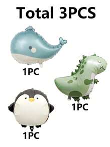 MECRLA 2pcs/3pcs Animal Balloon Decorations, 3 Animal Styles, Birthday Party Balloons, Gift Balloons, Wall Decor Balloons, Indoor/Outdoor Photography Balloons, Cartoon Balloons, Cute Balloons, Dinosaur Balloons, Whale Balloons, Penguin Balloons
