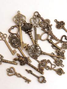 46pcs Mix Vintage Skeleton Keys Pendants, Filigree Steampunk Keys Antique Bronze Keys Charms Pendants, Jewelry Findings Making Accessory For DIY Necklace Bracelet