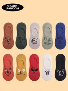 5/10 pares/Pacote de Meias Soquete para Tornozelo de Mulher com Padrão Divertido de Desenhos Animados, Leves e Invisíveis de Corte Baixo, Meias Tipo Barco, Adequadas para Primavera, Verão e Outono, Adequadas para Uso Diário, Essenciais para Viagens, Reuniões, Vida Diária, Atividades, Festivais, Itens Versáteis, Amigáveis à Pele e Não Irritantes, Resistentes e Duráveis, Ajuste Próximo e Não Restritivo