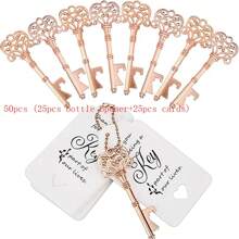 10/20/30/50 Pieces Key Bottle Openers, Vintage Skeleton Key Bottle Openers, Wedding Favors Bottle Openers With 20 Tag Cards And 20 Keychains (Gold)