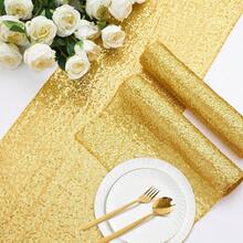 1/6/12Pcs Gold Sequin Table Runner Set, Shimmering Sequin Tablecloth, Perfect For Weddings, Parties, Table Decorations, Banquets, Holidays,  Wedding Supplies, Home Decor, Western Decor,St Patrick's Day,Room Decor, Spring Decor, Living Room Deccor,Bachelorette Party,Easter, Graduation Ceremonies, And Bridal Gifts, Making It The Ideal Choice For All Festive Occasions. - 金色 - 查看 2