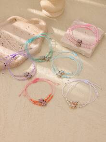 12 件波西米亚风格沙滩海龟装饰脚链套装（女士） - 多色14 - 查看 2