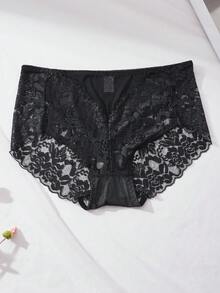 3 buah celana dalam seksi renda ukuran besar untuk wanita, cocok untuk kembali ke sekolah. - Hitam - View 6