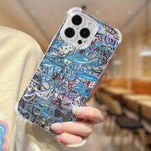 Funda para teléfono con diseño de líneas y grafiti. Compatible con 15 Pro, 12, 14 Pro, 16 Plus, 13, XS y 11. - Colores mixtos 1 - Ver 6