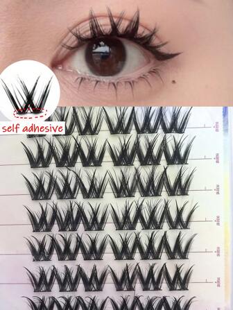 60pcs Natural Crossing False Eyelashes For Wedding, Party, Club And Daily Occasions, Comfortable Wear For Beginners, Curly Eyelash Extension, Cosplay, Slouchy Girl Individual Lashes