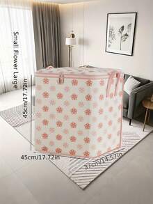 1pc Bohemian Floral Print Foldable Storage Box With Zipper Closure, Large Capacity Polyester Material, Suitable For Clothes, Quilts, Dorm Room And Closet Organization - Multicolor - View 5