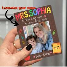 定制教师姓名冰箱贴，个性化照片磁铁，年终礼物，返校礼物，教师答谢礼物，教师礼物