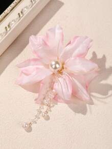 1 pièce Pince à cheveux florale à franges de perles de bohème, accessoire capillaire pour la mariée, mariage sur la plage