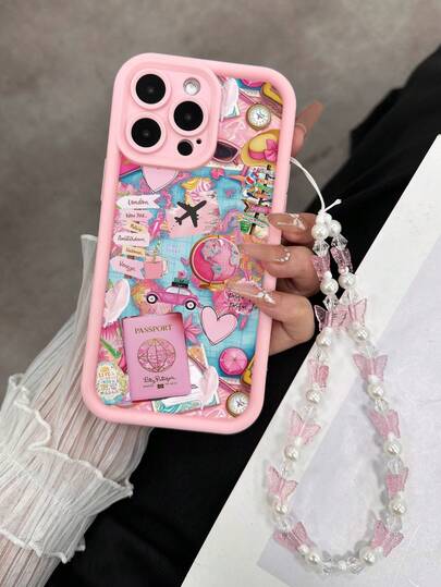 Plane Painted Groove Pink With Butterfly Chain Shock-Proof Thick And Simple Fashion Case Compatible With IPhone 16/IPhone 15, Painted IPhone 15 Pro Max, Apple P13 Phone Case P14 Women P11 Soft Case P12, Shock-Proof XS.XR/16 ProMax/13 Case/Case/78P.78GES2iPhone 16/IPhone 15/XR/IPhone 16 ProMax/7P8P/P12 Pro Max/P13 Pro Max/P14 Pro Max/P13/P14/P11/P12/P14 Women Soft Shock-Proof XS/S/XS MAX/78GES Phone Case Shell Cover