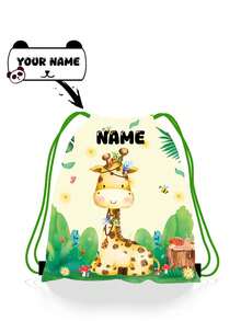 单只装，纤薄设计。可定制的抽绳口袋饰有可爱的动物图案，并可印上您的名字或节日祝福语。打造专属您的背包。这款背包非常适合女孩、男孩和青少年日常使用，包括郊游、旅行、运动、游泳、徒步旅行和其他户外活动。返校时尚之选。 - 綠色 - 查看 9
