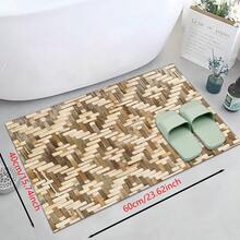 1 pieza, alfombra de cocina hecha a mano con cuerda de paja y estampado de bambú, antideslizante de diatomita, alfombra rectangular impresa en 3D, adecuada para sala de estar, dormitorio, pasillo, baño, lavandería - Alfombra de poliéster para decoración del hogar, interior y exterior