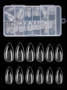 120/240/600 piezas Puntas de uñas almendradas cortas Puntas de uñas de gel transparente suave y mate a media cobertura Puntas de uñas acrílicas prefijadas para extensión de uñas, manicura y uñas postizas en casa