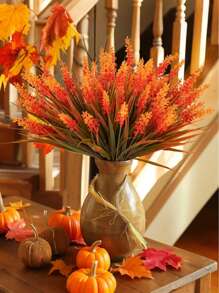 MEHELANY 2Pcs Artificial Autumn Lavender Fake Flowers Imitation Plastic Outdoor Flowers For Party Fall Home Decor, Wedding Engagement Centerpieces, Bridal Shower Decorations, Bouquet Decorations, Birthday Party Centerpieces, Making Wreaths, Indoor And Outdoor Garden Decorations