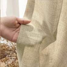 1pc Bohemian Solid Semi-Sheer Linen-Like Curtain, Pole Pocket Top, Easy Hanging, 180gsm Linen Fabric, Filters Light, Provides Privacy, Minimalist Elegant Home Decor Curtain, Calm And Comfortable Visual Experience, Suitable For Bedroom, Living Room, Bathroom, Kitchen, Closet, Office