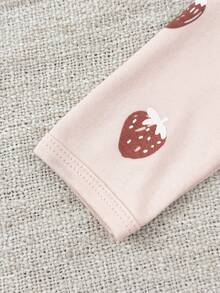 Bộ 3 quần áo liền thân dài tay in họa tiết dâu tây mềm mại cho bé gái từ 0-12 tháng tuổi, quần áo sơ sinh mùa thu đông - Nhiều màu - Xem 6