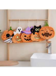 1 buc prosop de bucătărie creativ de Halloween, drăguț dovleac coral catifea agățat, șervețel de mână cu absorbție a apei și uscare rapidă, perfect pentru Halloween, potrivit pentru baie, bucătărie și toaletă, un șervețel bun pentru salon de înfrumusețare, acasă, baie
